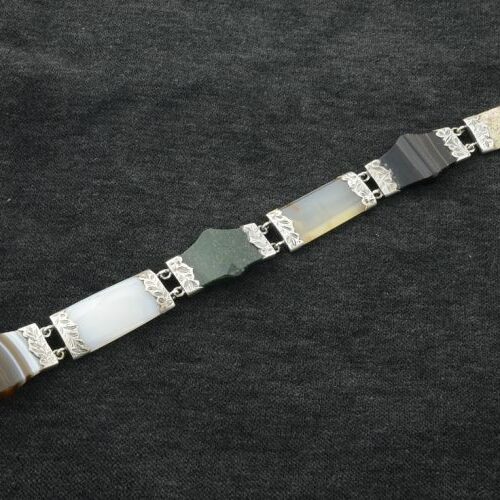 Bracciale in argento e pietre dure. Scozia. Epoca fine '800.