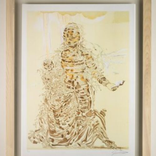 Litografia su cartoncino "Madonna con Bambino". Esemplare n° 4/250 recante firma a matita Salvador Dalì. 54x75