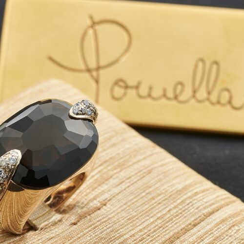 Anello della collezione "Pin Up" in oro rosa, quarzo fumé e diamanti - Pomellato