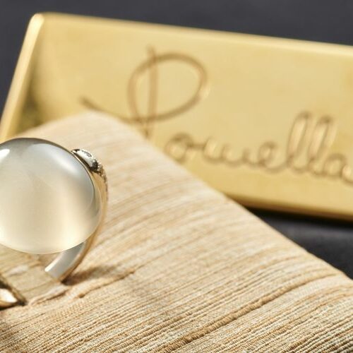 Anello oro bianco 18kt pietra di Luna e diamanti Brown - Pomellato