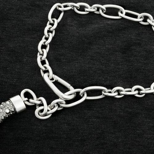 Collana con pendente a corno in argento e marcassite. Pomellato '67