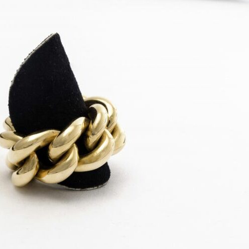 Anello oro giallo a catena gourmette.