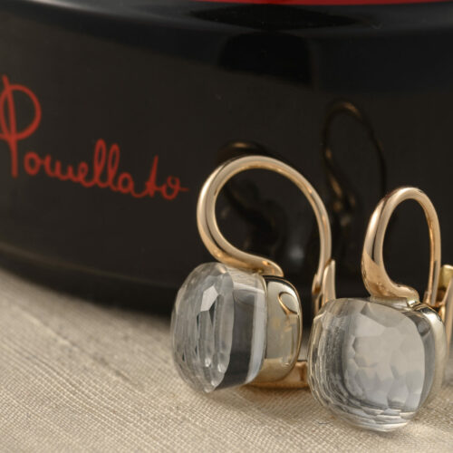 Orecchini Nudo in oro 18 kt con quarzo ialino Pomellato