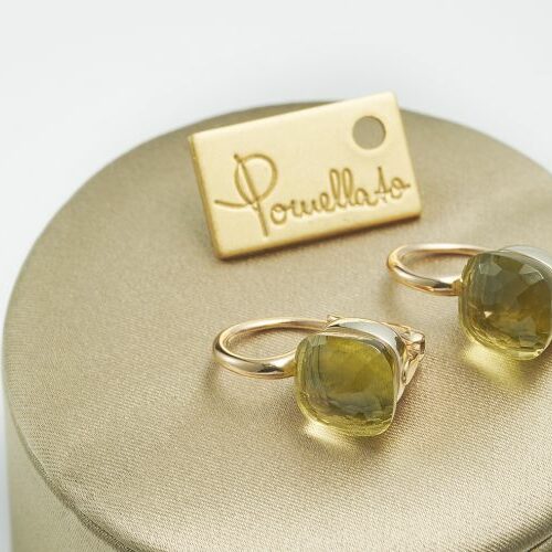 Orecchini collezione Nudo in oro rosa 18 kt e prasioliti - Pomellato