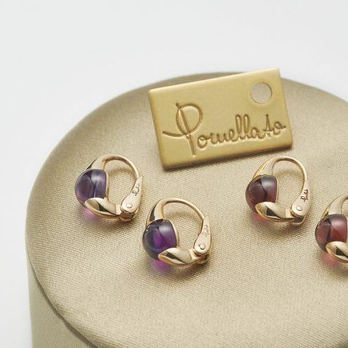 Orecchini M’ama Non M’ama in oro rosa con ametista cabochon - Pomellato