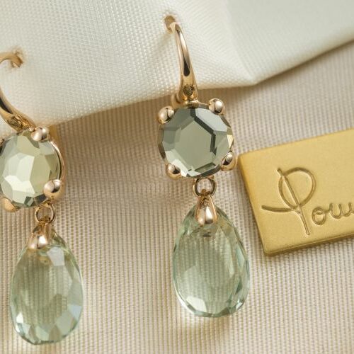 Orecchini Narciso in oro rosa 18kt, Prasiolite a goccia - Pomellato