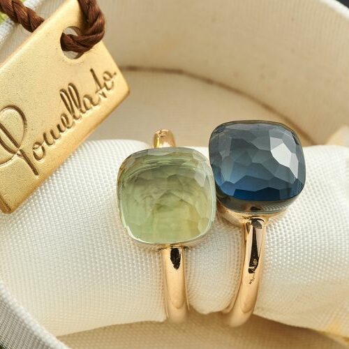 Anello Nudo in oro rosa e bianco 18kt e quarzo